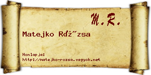 Matejko Rózsa névjegykártya