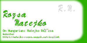 rozsa matejko business card